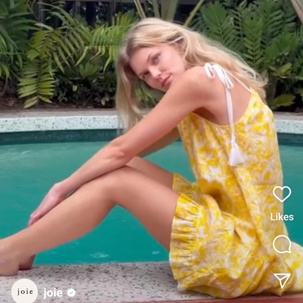 Joie Dress M Linen Floral Yellow Nala Summer Resort Cruise NEW - Picture 15 of 16